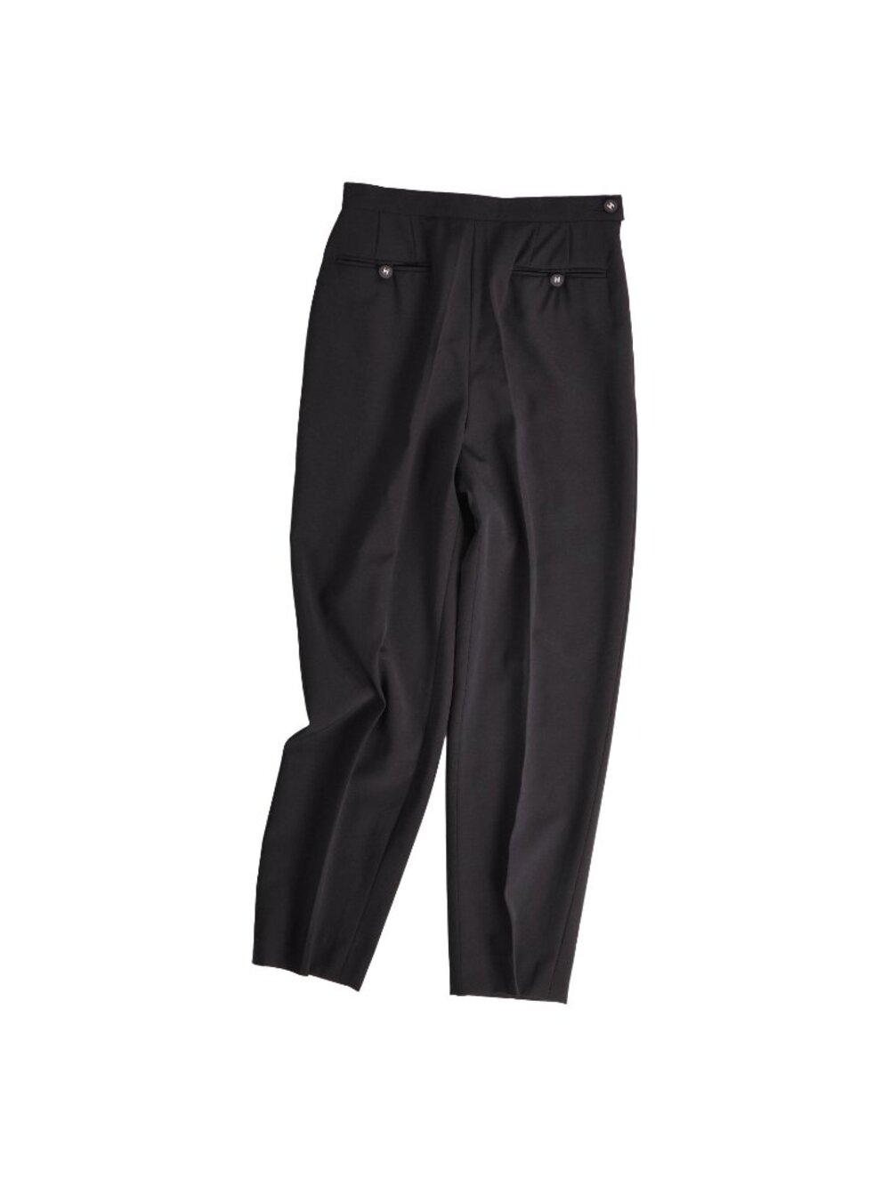 Chanel 96P Vintage Pants Trousers Long Wide CC Logo Button Wool Black 38